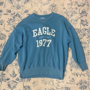 American Eagle Sweatshirt Womens M Blue Eagle 1977 Graphic Crewneck